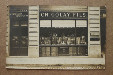 Ansichtskarte Foto AK Paris 1908 Geschäft CH Golay Fils commission Exportation Schaufenster Waren Ortsansicht Frankreich France 75 Paris